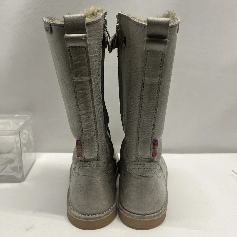 Koel Gray Leather Fur Lined Knee High Boots‎ Girls Size 35EU 4.5US